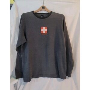 GAP Mtn Patrol L 90s Y2K Gray Long Sleeve Tee Shirt Red Cross Logo 100% Cotton
